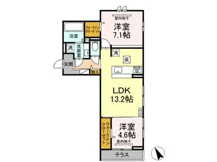 メゾン・ロワール(2LDK/1階)の間取り写真