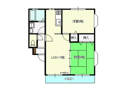 コーポ天正寺(2LDK/2階)の間取り写真