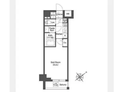AIFLAT中目黒(1K/2階)の間取り写真