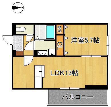 DーROOM本城東 A棟(1LDK/3階)の間取り写真