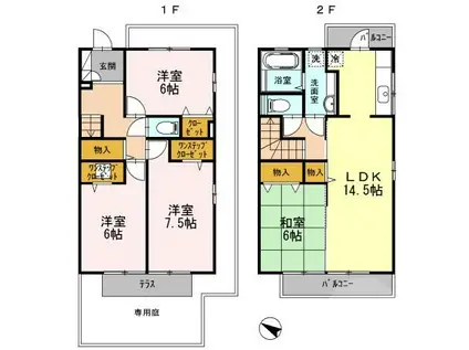 ウエストフィールド10 C棟(4LDK/1階)の間取り写真