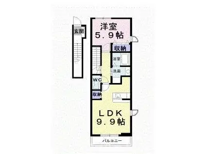 コート・ヤードII A(1LDK/2階)の間取り写真