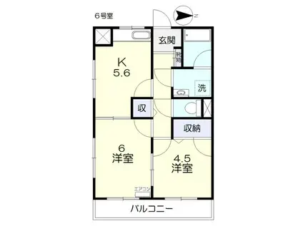 メゾン・ドゥ・フクセン(2K/2階)の間取り写真