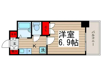 レジディア門前仲町(1K/5階)の間取り写真