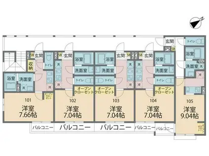 カインドネス矢部(1K/2階)の間取り写真