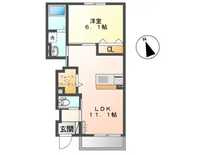 グランドアーク(1LDK/1階)の間取り写真
