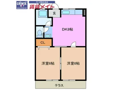 フォレストハイツ(2DK/1階)の間取り写真