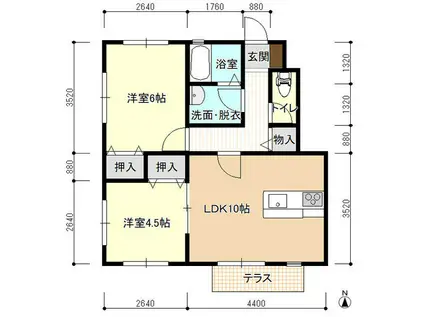 ハーモニーシティ(2LDK/1階)の間取り写真