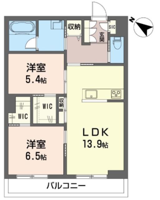 アスターミキ(2LDK/3階)の間取り写真