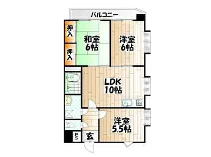 ニューエバーグリーン小倉(3LDK/7階)の間取り写真