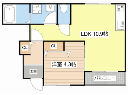 ジュピター(1LDK/1階)の間取り写真