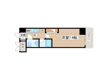 HF愛宕橋レジデンス(1K/3階)の間取り写真