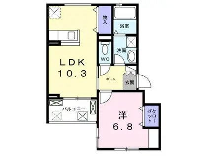 プレミール京都(1LDK/2階)の間取り写真