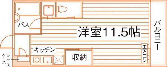 パーティアム津高(ワンルーム/1階)の間取り写真