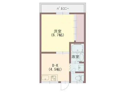 サニーハイツ(1DK/2階)の間取り写真
