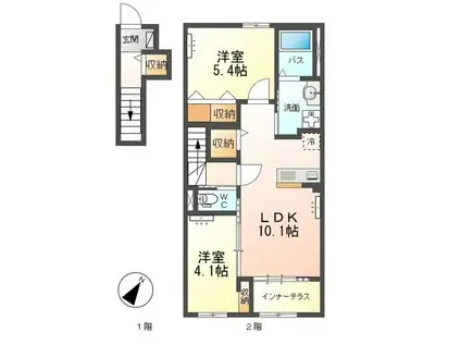 リバティコートH&M V(2LDK/2階)の間取り写真