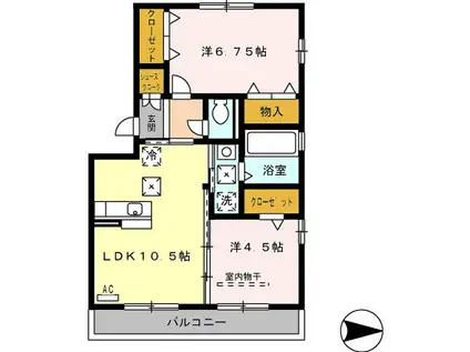 ドゥマンソレーユ(2LDK/1階)の間取り写真