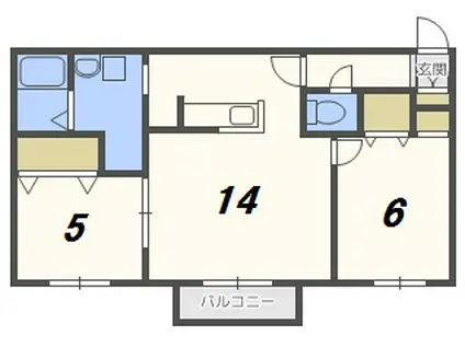 グランディールN16(2LDK/1階)の間取り写真