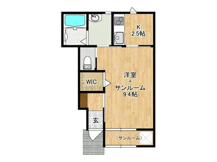 ブロッサム・S(1K/1階)の間取り写真