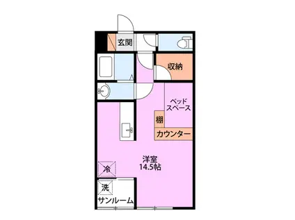 ヴィトーリア(ワンルーム/1階)の間取り写真