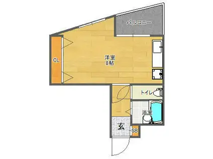 サンライズ中山手(ワンルーム/2階)の間取り写真