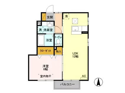 ロザージュA(1LDK/1階)の間取り写真