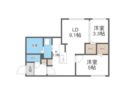 RITZ GRANDE 八軒(2LDK/2階)の間取り写真