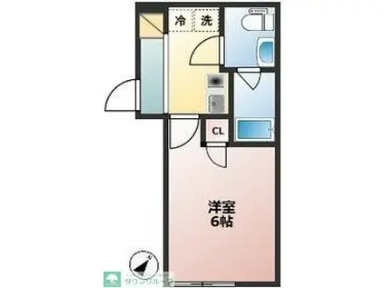 L-STAGE宮崎台(1K/1階)の間取り写真