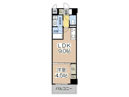 ロコハウス阿倍野(1LDK/4階)の間取り写真