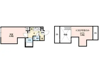 グランクオール綾瀬グレイス(1K/3階)の間取り写真