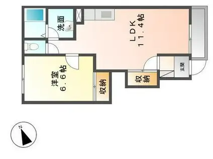 スカイコーポ垣生(1LDK/1階)の間取り写真