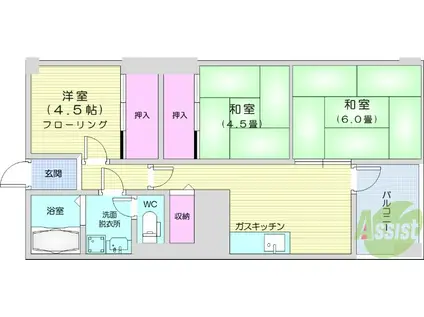 ネオプラザ北仙台(3DK/9階)の間取り写真