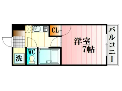 Mエスタシオン(1K/2階)の間取り写真