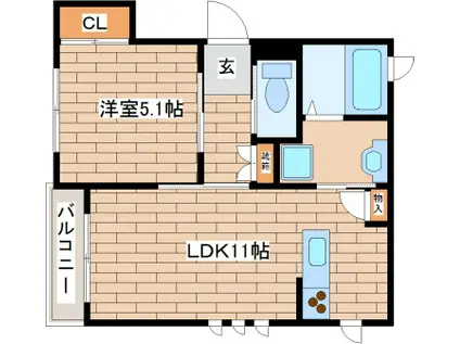 シャーメゾン清連(1LDK/2階)の間取り写真
