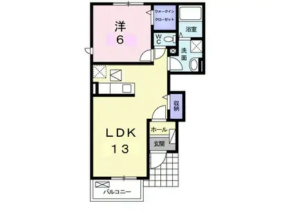 レイジェス C(1LDK/1階)の間取り写真