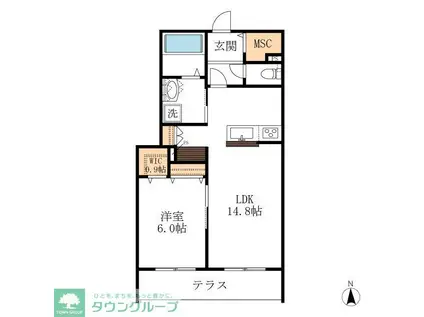 メゾン天白公園東 W棟(1LDK/1階)の間取り写真