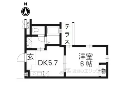 クオリティー嵯峨野(1DK/1階)の間取り写真