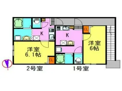 大森町NO2共同(1K/2階)の間取り写真