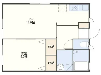 ハピネスコートI(1LDK/1階)の間取り写真