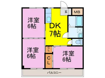 アサヒハイツ(3DK/1階)の間取り写真