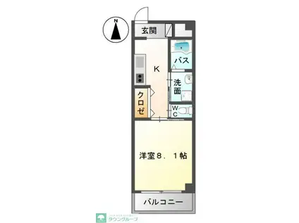 ワンズハート室見(1K/3階)の間取り写真