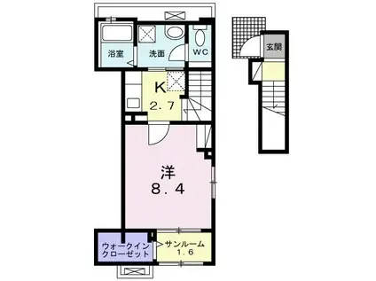 アビーダ豊川諏訪(1K/2階)の間取り写真