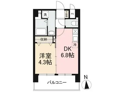 ファレーリア(1DK/2階)の間取り写真