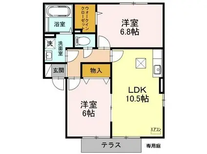 スクエアガーデンB(2LDK/1階)の間取り写真