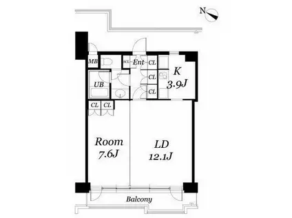 メゾンドゥース南麻布(1LDK/4階)の間取り写真