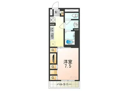 リブリひだまり(1K/1階)の間取り写真