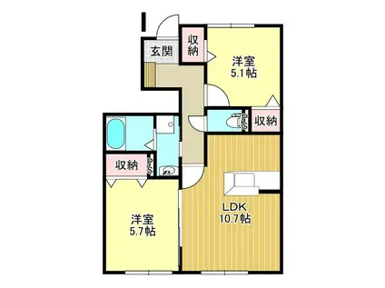 エルメゾンシオンB(2LDK/1階)の間取り写真