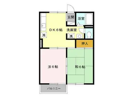 シェリールアタゴIIIII(2DK/2階)の間取り写真