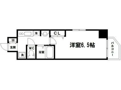 ラナップスクエア大阪城西(1K/13階)の間取り写真