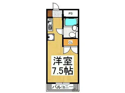 キャトルセゾン清瀬(ワンルーム/2階)の間取り写真